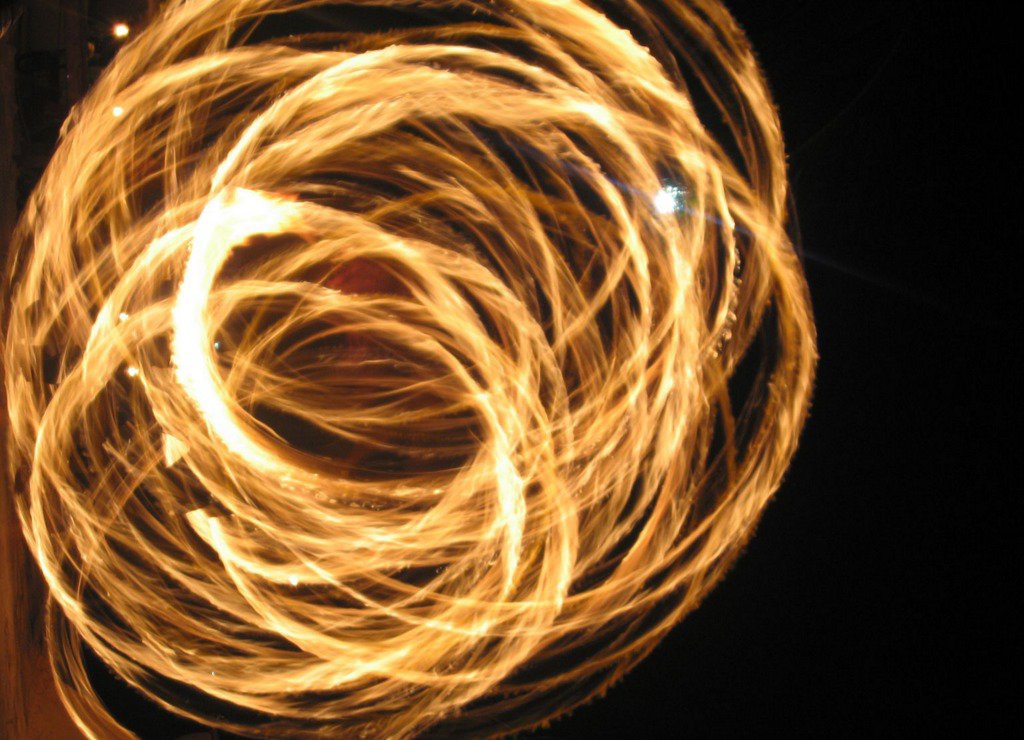 Fire juggling - Slow exposure of a fire show on the beach in Phi Phi